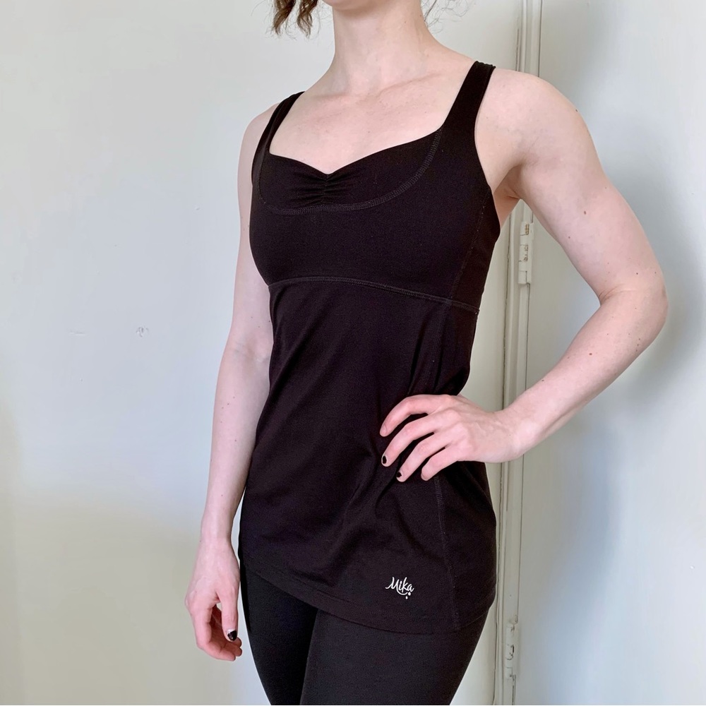 Mika black yoga set dance workout pilates athletic leggings racerback stretchy
